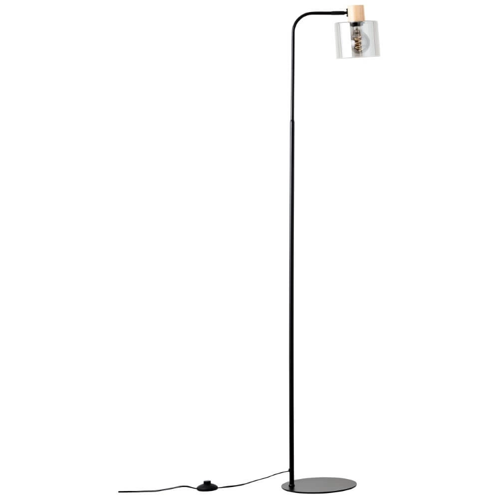 Staande lamp Weald zwart met hout Brilliant 4004353419270