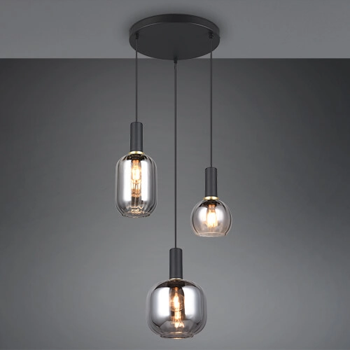 Eetkamer hanglamp Diva 3-lichts - smoke glas