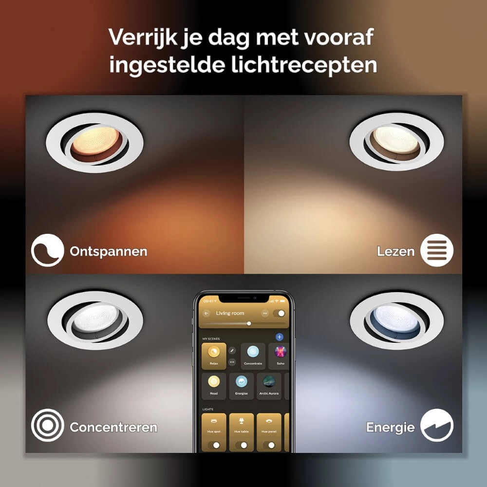 Inbouwspot Hue Centura - White and Color set van 3 zilvergrijs Philips 8720169318854