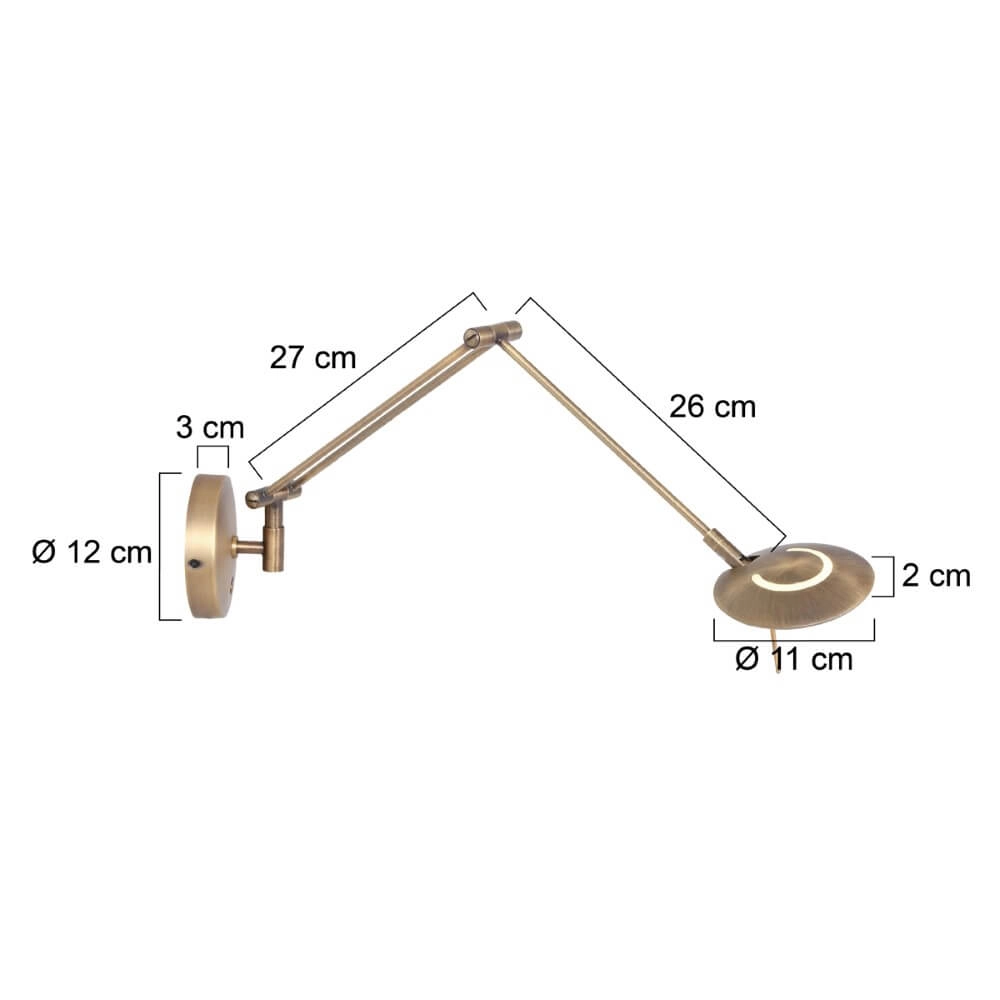 Messing leeslamp Zodiac LED voor aan de wand Steinhauer 8712746127355