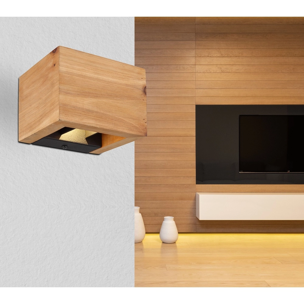 Houten wandlamp Alina up & down Globo 9007371442591