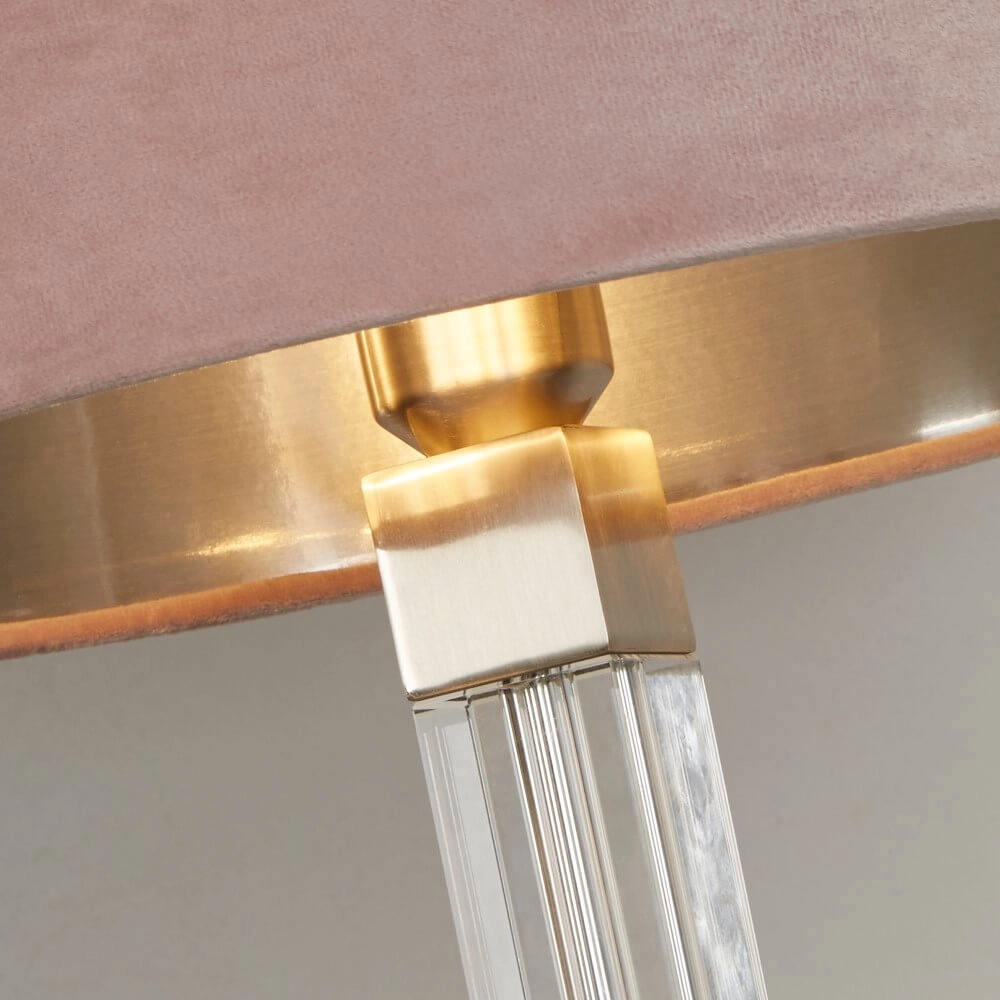 Design tafellamp Scarborough goud met roze kap Searchlight 5053423257082