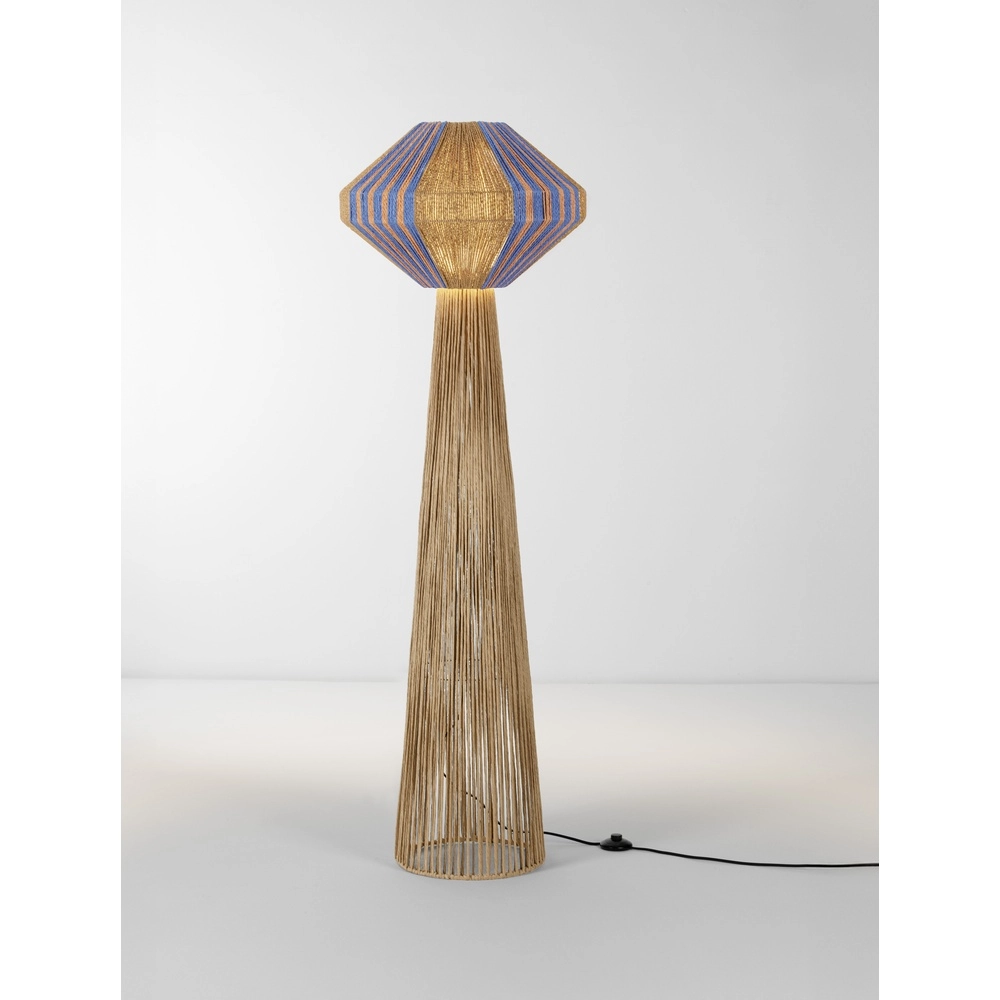 Vloerlamp Abby Ø 50cm bruin met blauw Lyora 5212017477439