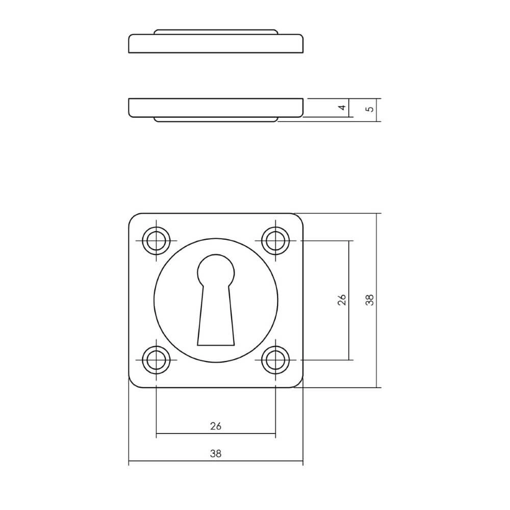 Set van 2 sleutelrozetten Tira vierkant chroom Intersteel 8714186648292