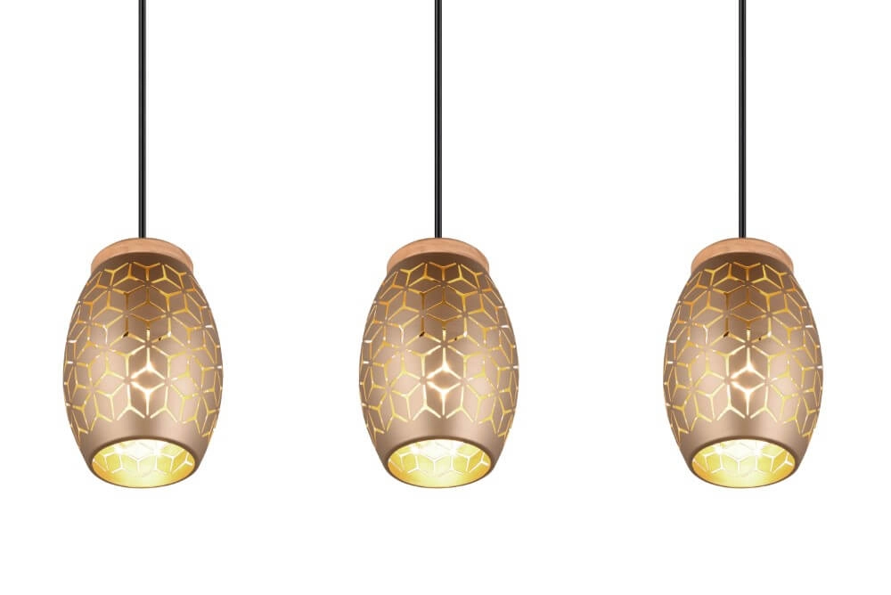 Bruine hanglamp Bidar 3-lichts Trio 4017807579031