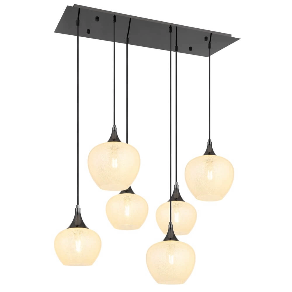 Antraciet hanglamp Maxy met wit glas 6-lichts