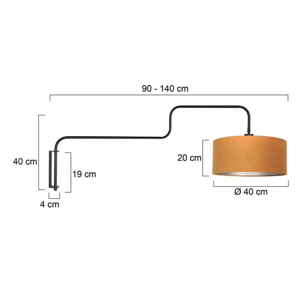 Wandlamp Bloeba zwart met gouden kap Steinhauer 8712746177114