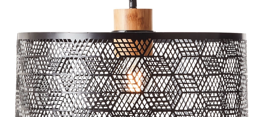 Hanglamp Santy 39cm zwart met hout Brilliant 4004353392924
