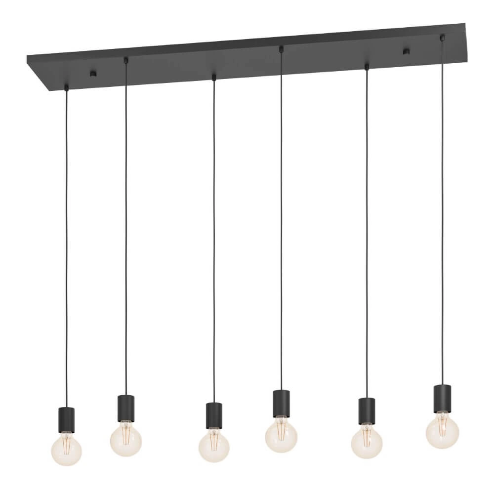 6-lichts hanglamp Cotillas langwerpig