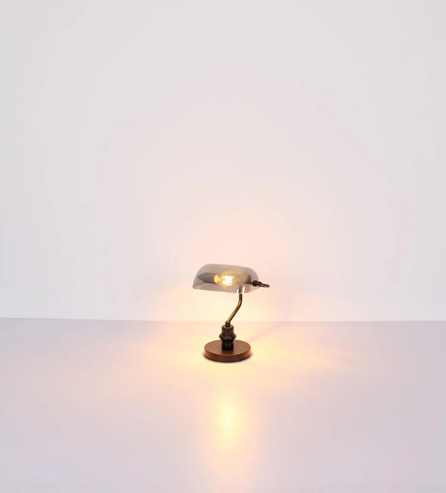 Zwarte bureaulamp Antique met smoke glas Globo 9007371457779