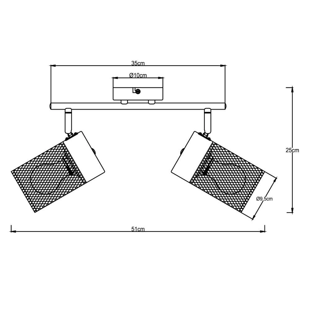 Zwarte plafondlamp Kamolo 2x E27 Brilliant 4004353409400