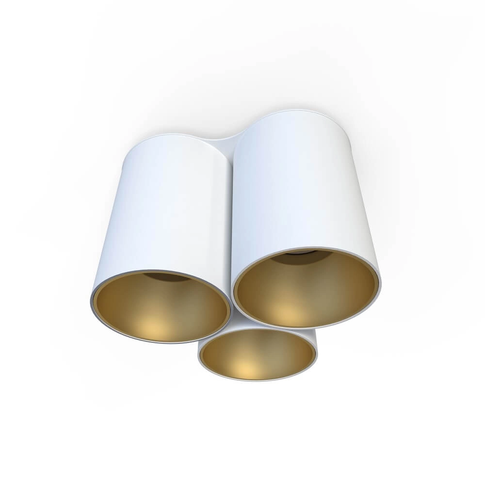 3-lichts plafondlamp Eye Tone wit met goud