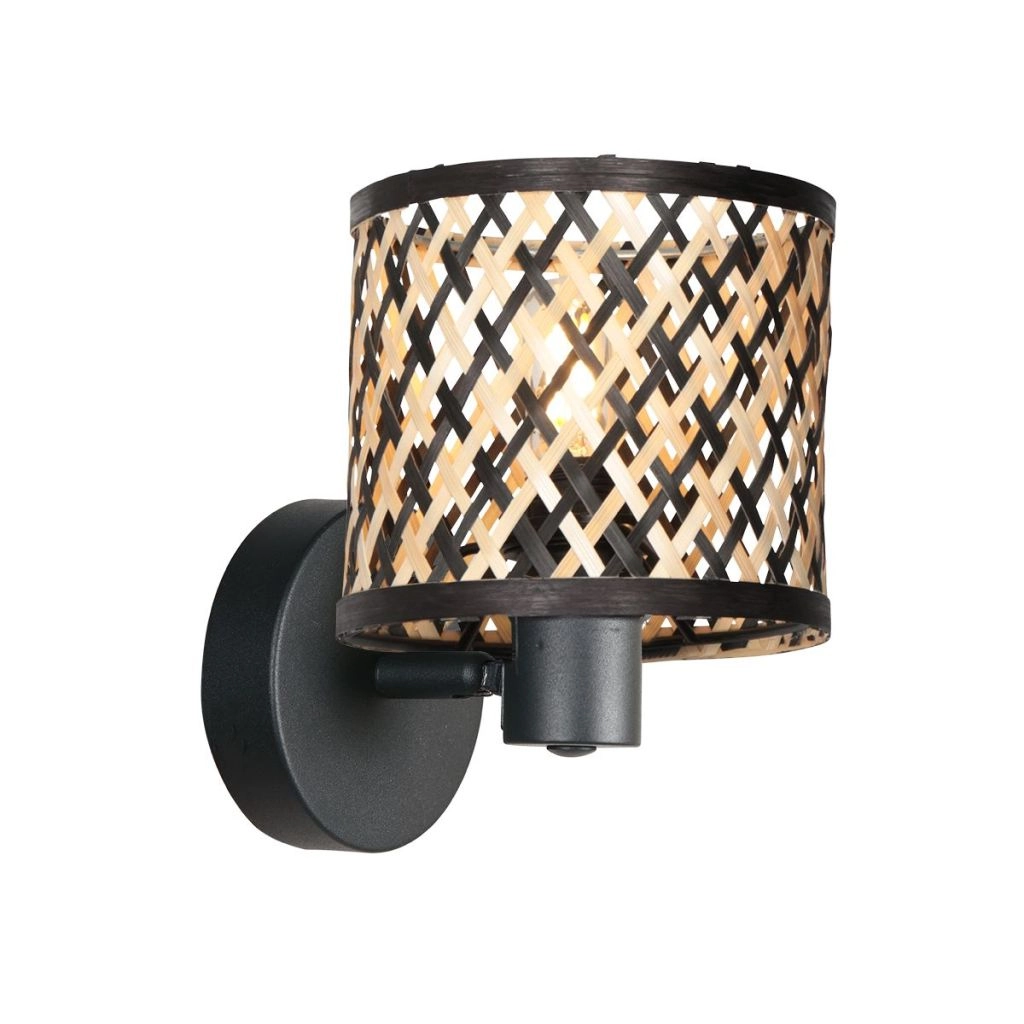 Wandlamp Sumba met bamboe kapje Ø12cm