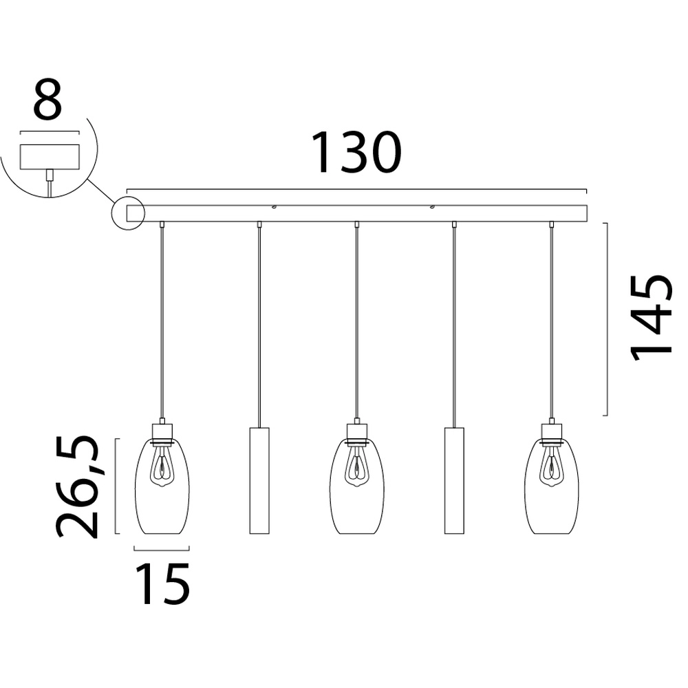 Glazen hanglamp Olive 3x Ø 12,5cm - 2x Run pendel - zand Masterlight 8718121394077