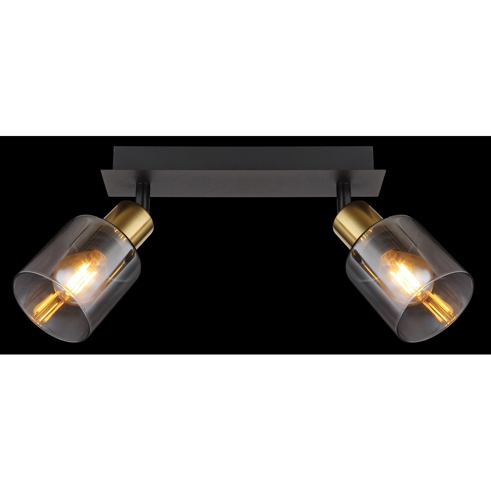 2-lichts plafondlamp Hollsy zwart met smoke glas Globo 9007371445851