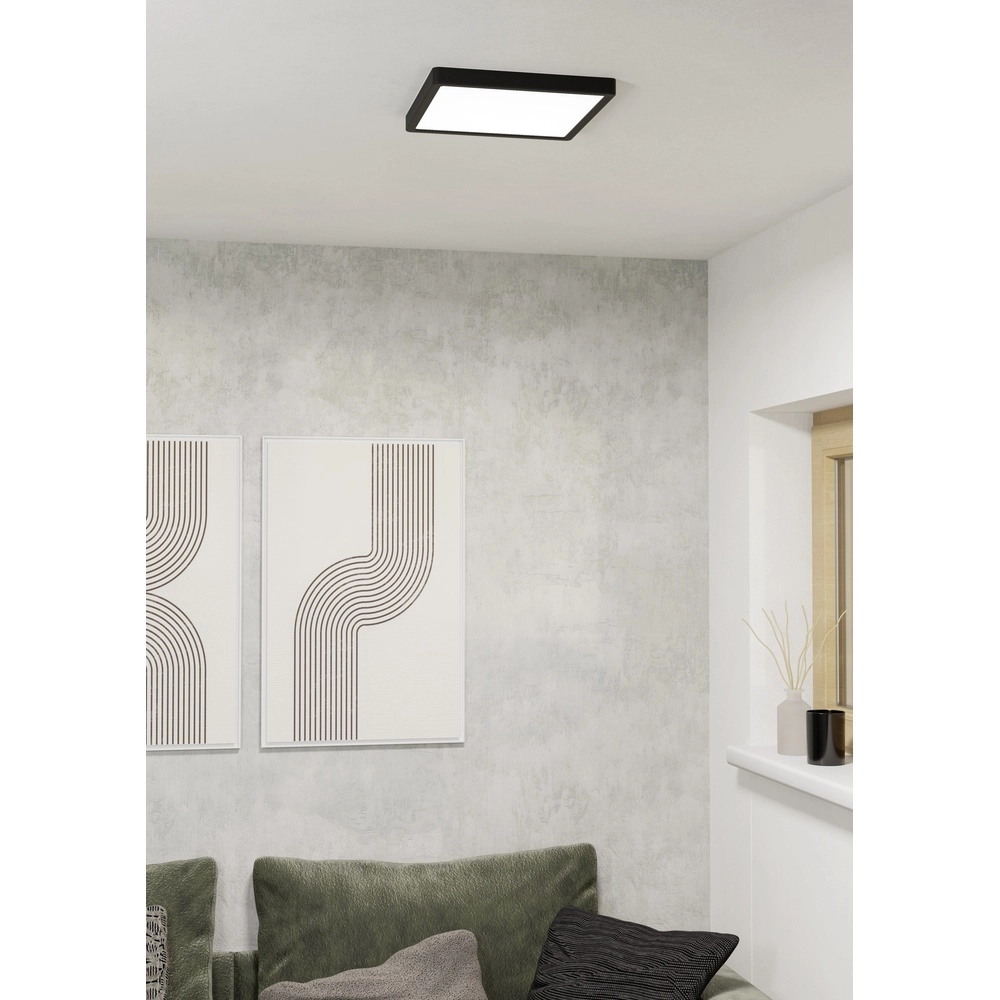 Plafonnière IP44 Fueva 6-Z vierkant - zwart - 29,5x29,5cm Eglo 9008606330522