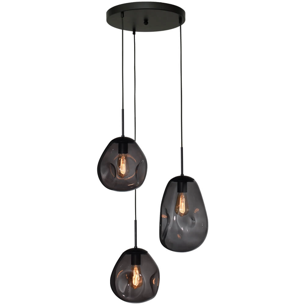 Pendel hanglamp Lava 3x smoke glas