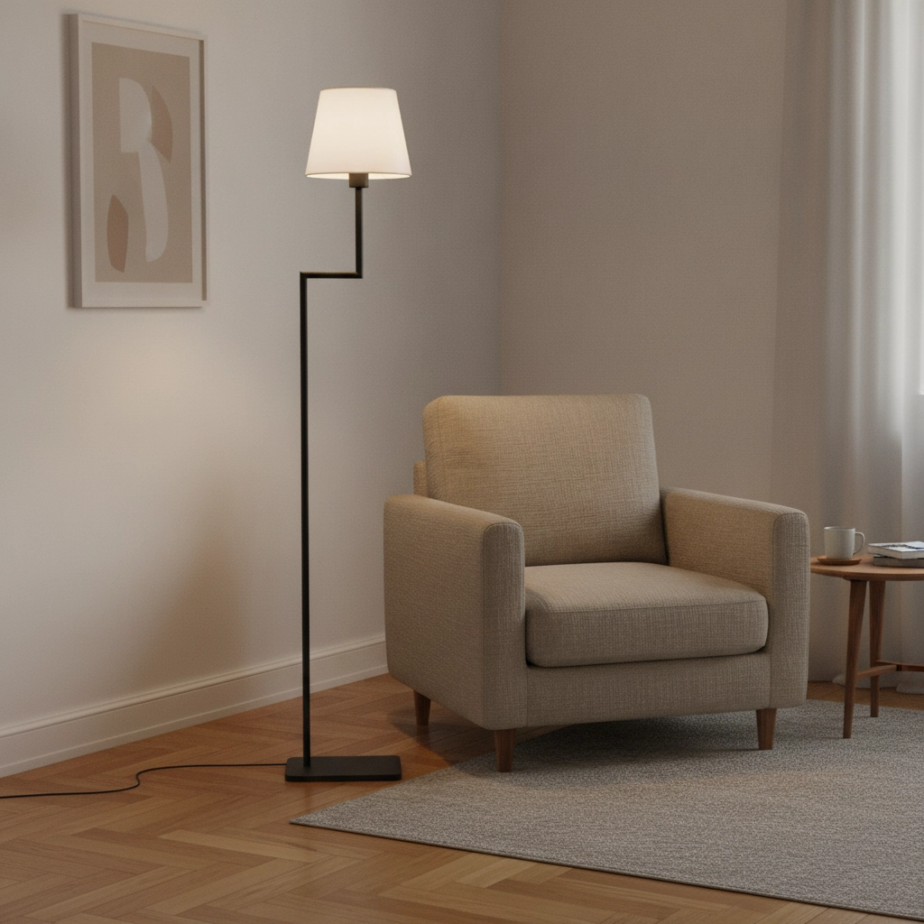 Vloerlamp Savona zwart met witte kap