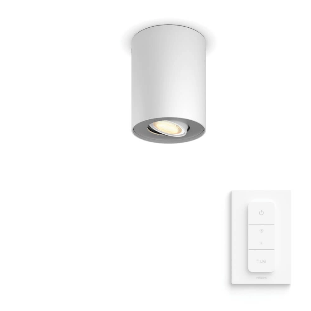 Plafondspot Hue Pillar - White Ambiance 1-lichts wit met schakelaar Philips 8719514338487