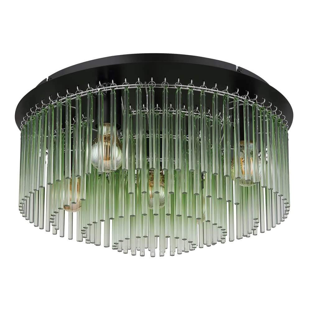 Zwarte plafondlamp Gorley met groen glas Ø 50cm Globo 9007371471980