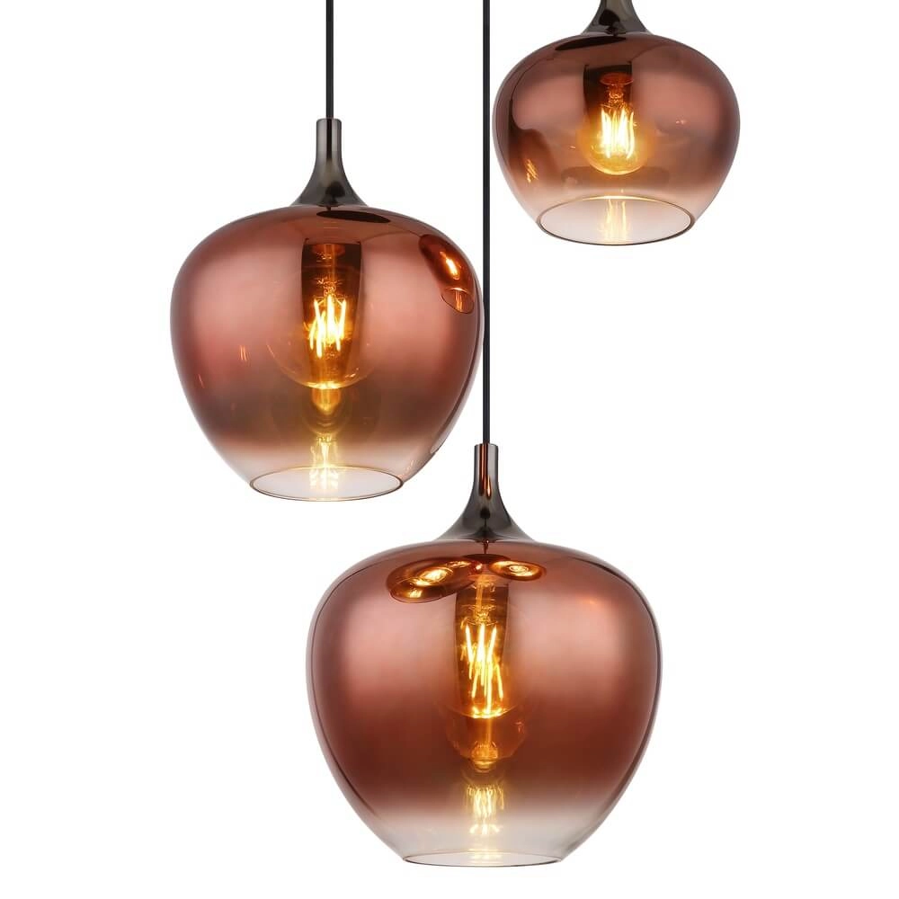 Zwarte hanglamp Maxy met rood glas Ø 48cm Globo 9007371459971