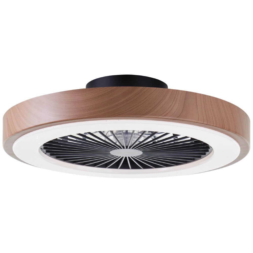 Zwarte ventilator Slimline met houten rand Brilliant 4004353435867
