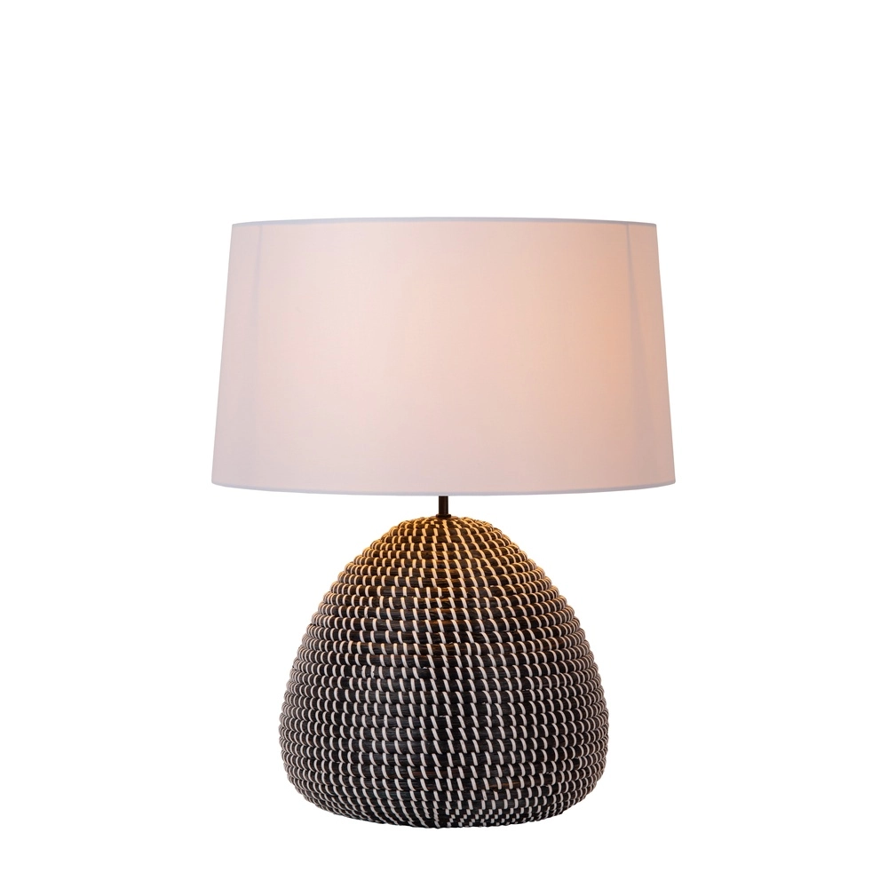 Zeegras schemerlamp Maduka Ø 45cm - zwart met witte kap