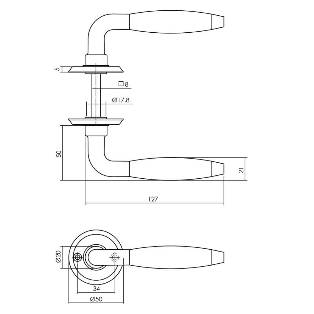 Deurklink Antonnet messing getrommeld Intersteel 8714186485835