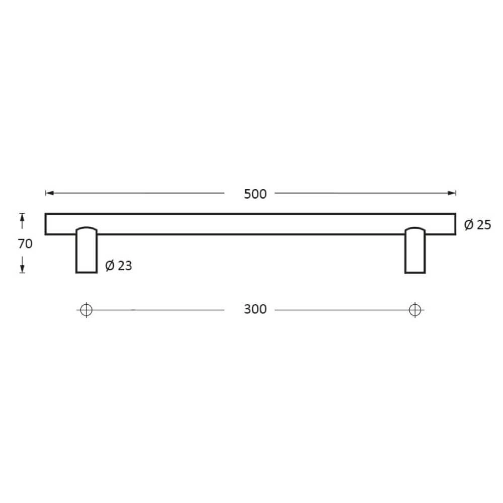 Deurgreep T-vorm Gripon 50cm RVS Intersteel 8714186334157