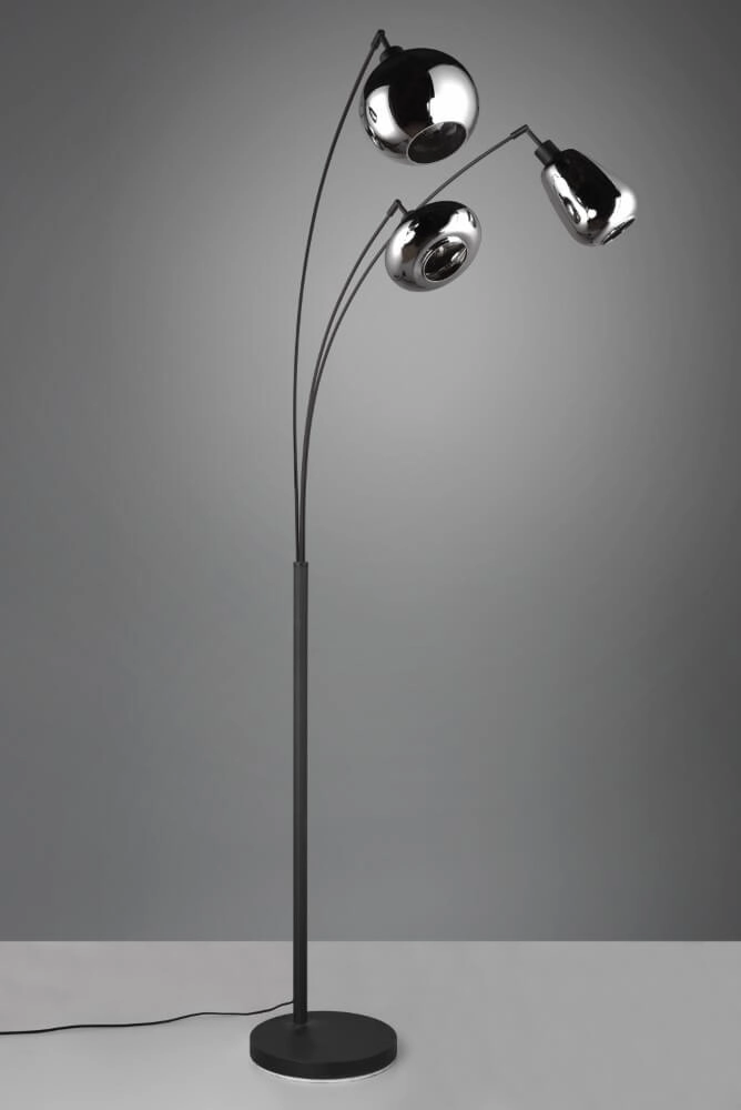 Staande vloerlamp Lumina zwart armatuur met chroom glas Trio 4017807581201