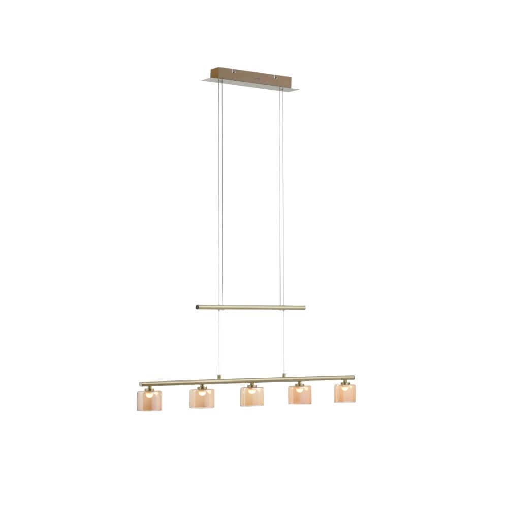 5-lichts hanglamp Hydra messing