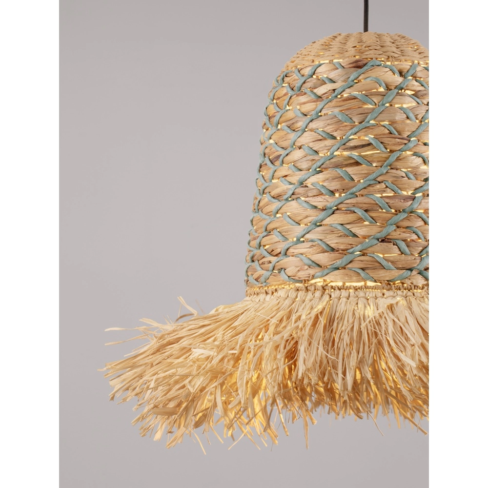 Stro lamp Sorello blauw met bruin Lyora 5212017477422