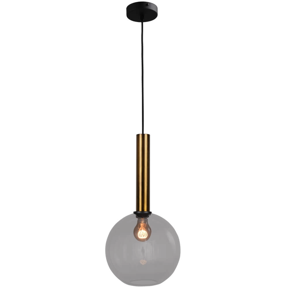 Hanglamp Ø 25cm Bella 2 Antiek messing met smoke glas