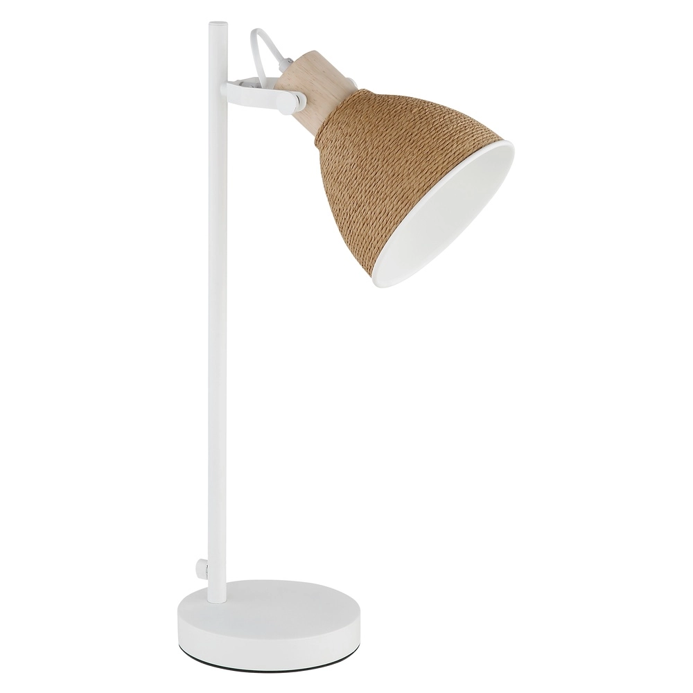 Bureaulamp Lyndon wit met rotan Globo 9007371592746