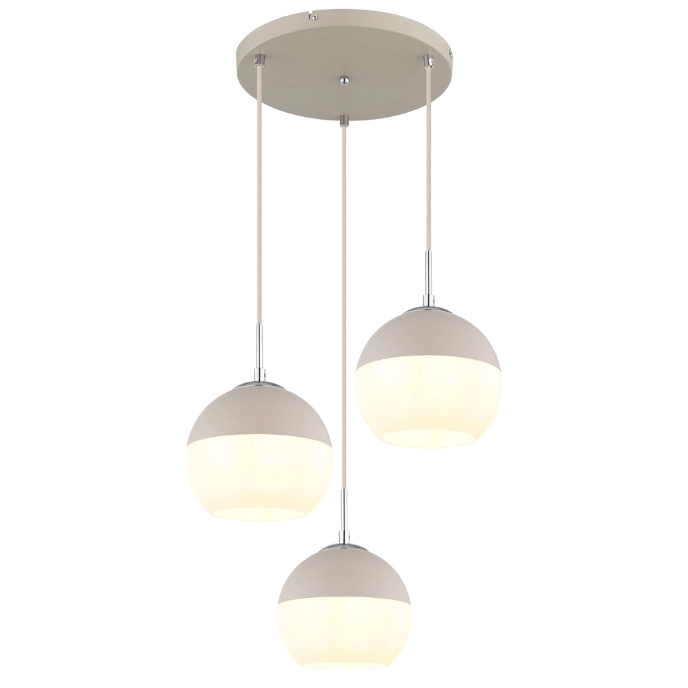 3-lichts hanglamp Ragusa rond zand bruin