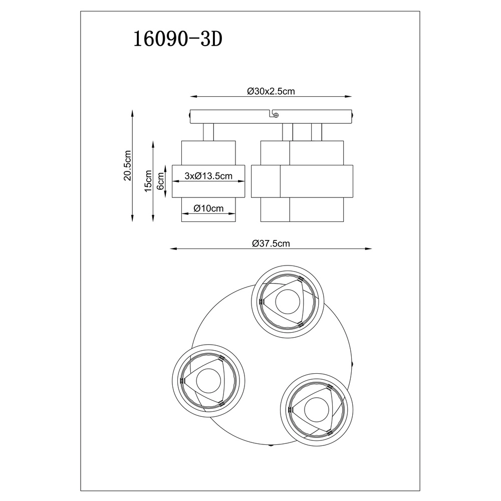 Plafondlamp Daren zwart met marmer Globo 9007371586660