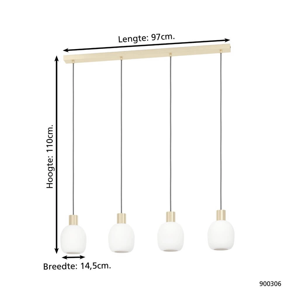 Gouden eettafel lamp Manzanares met wit glas Eglo 9008606235919
