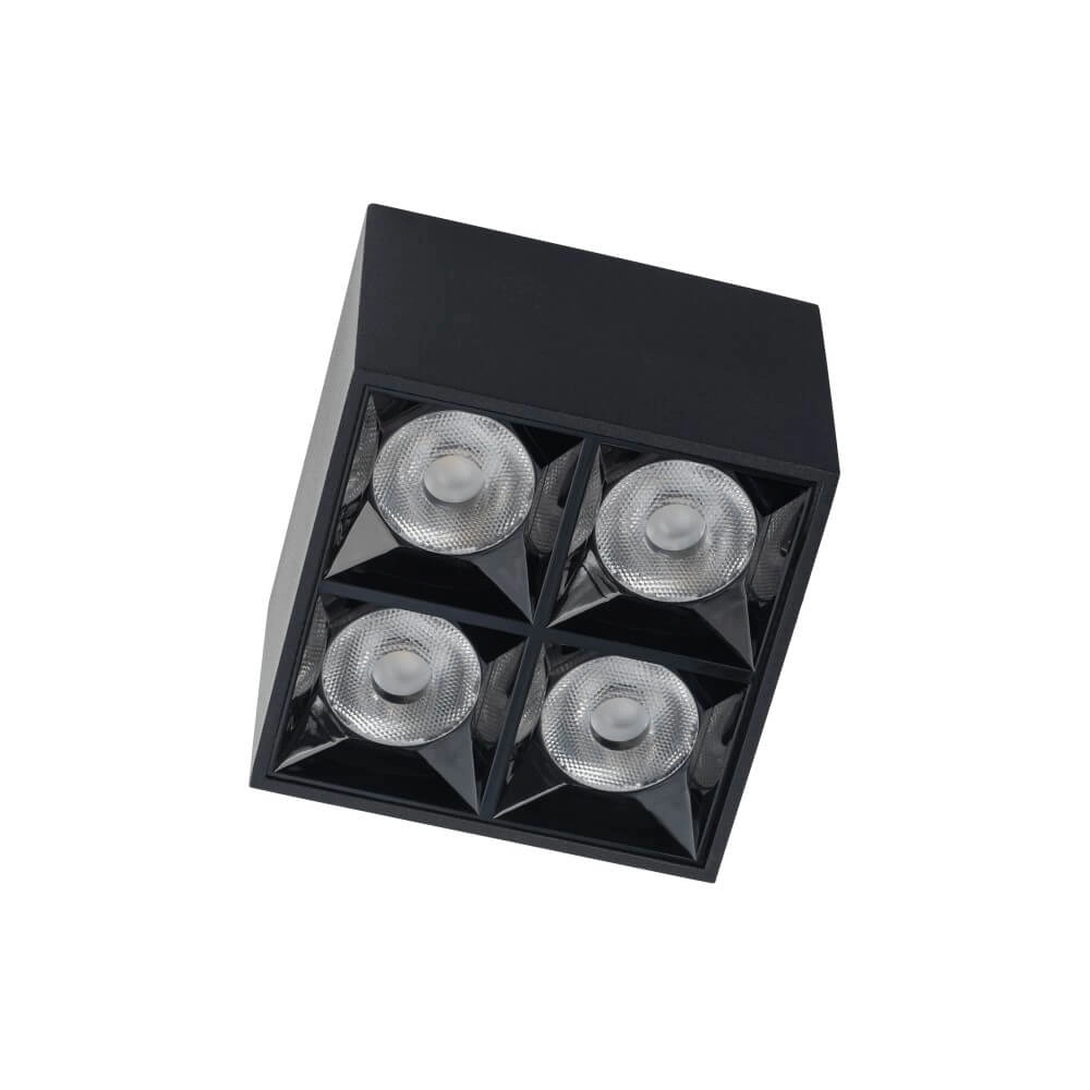 Zwarte opbouwspot Midi Led 2x2 leds - 4000K