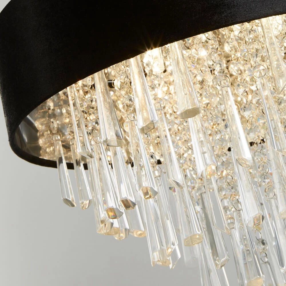Kroonluchter Glamour zwart met chroom Searchlight 5053423244136