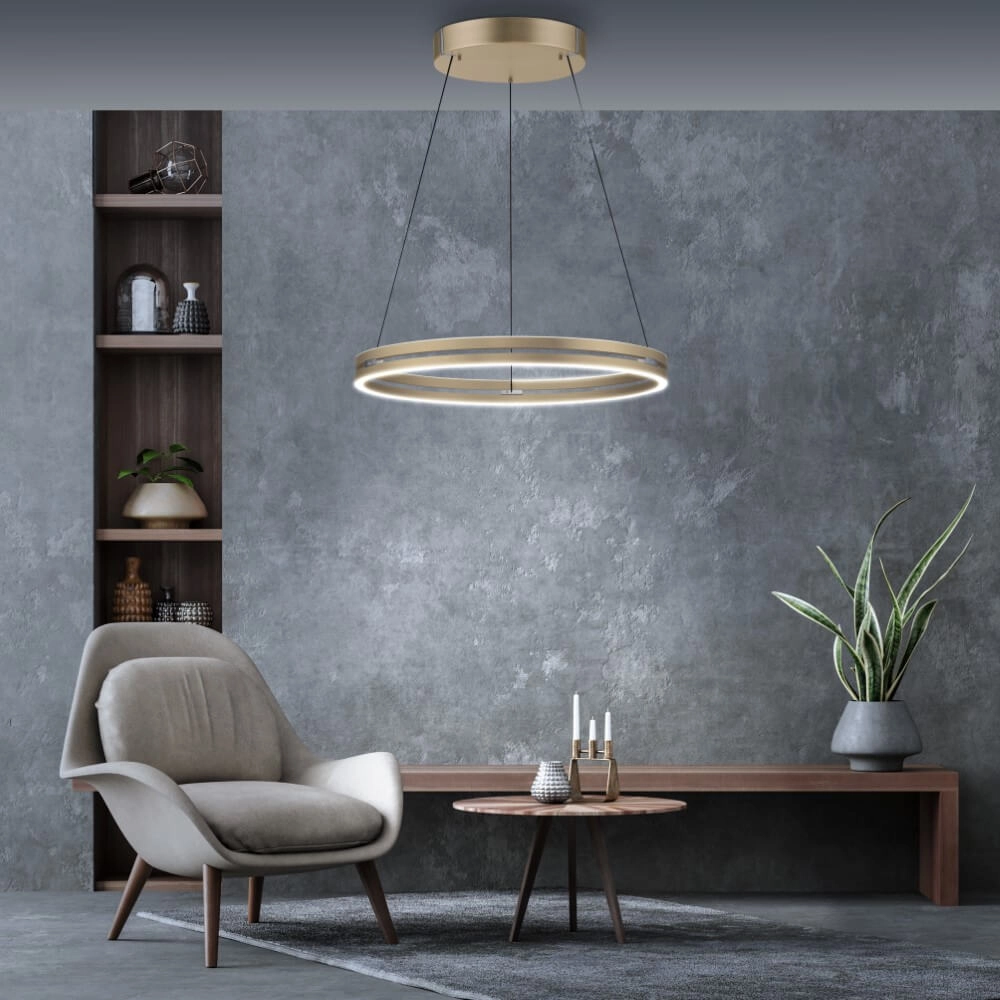 Strakke hanglamp Pure E-Loop messing Ø 70cm Paul Neuhaus 4012248372296