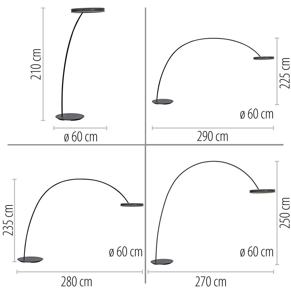 Strakke booglamp Pure Loop-Bow verstelbaar - black pearl Paul Neuhaus 4012248397152