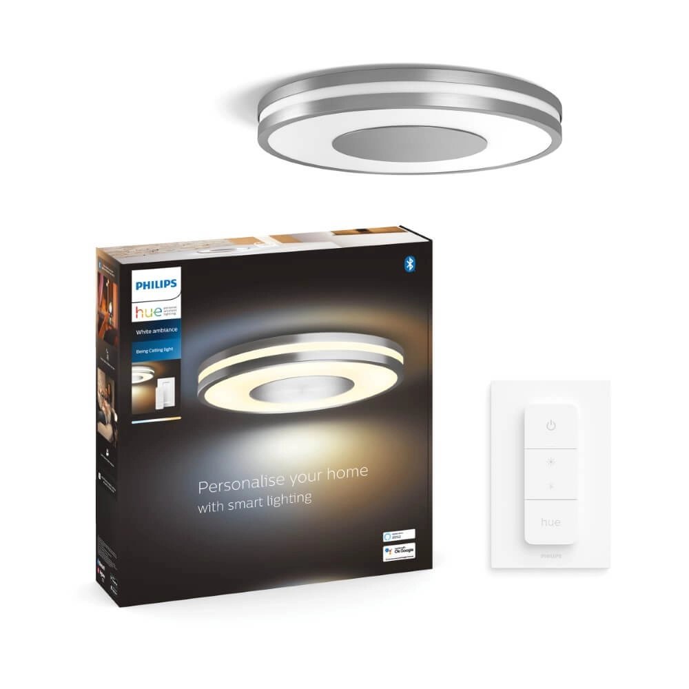 Plafondlamp Hue Being - White Ambiance Ø 34,8cm RVS Philips 8719514341111