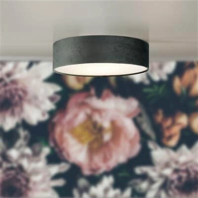 Plafondlamp Drum Pleat 38cm velvet antraciet Searchlight 5053423187204