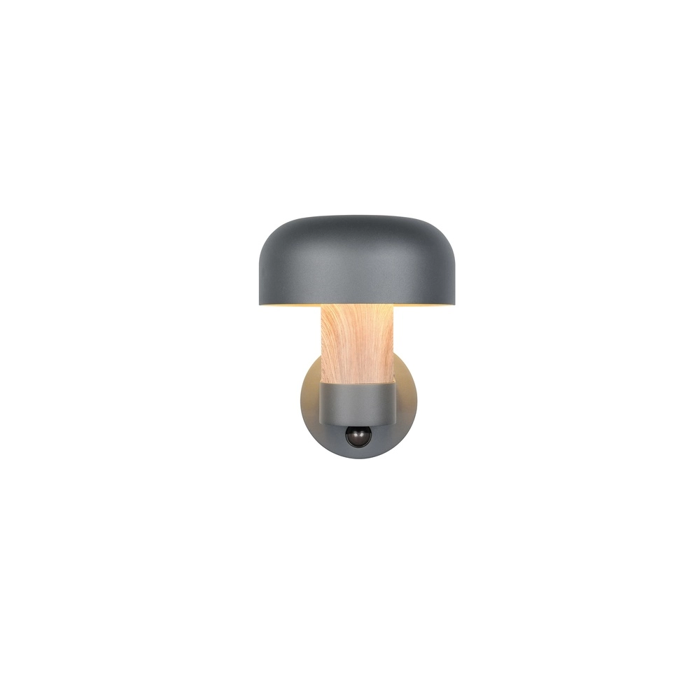 Wandlamp Fraser grijs met hout en sensor Trio 4017807648577