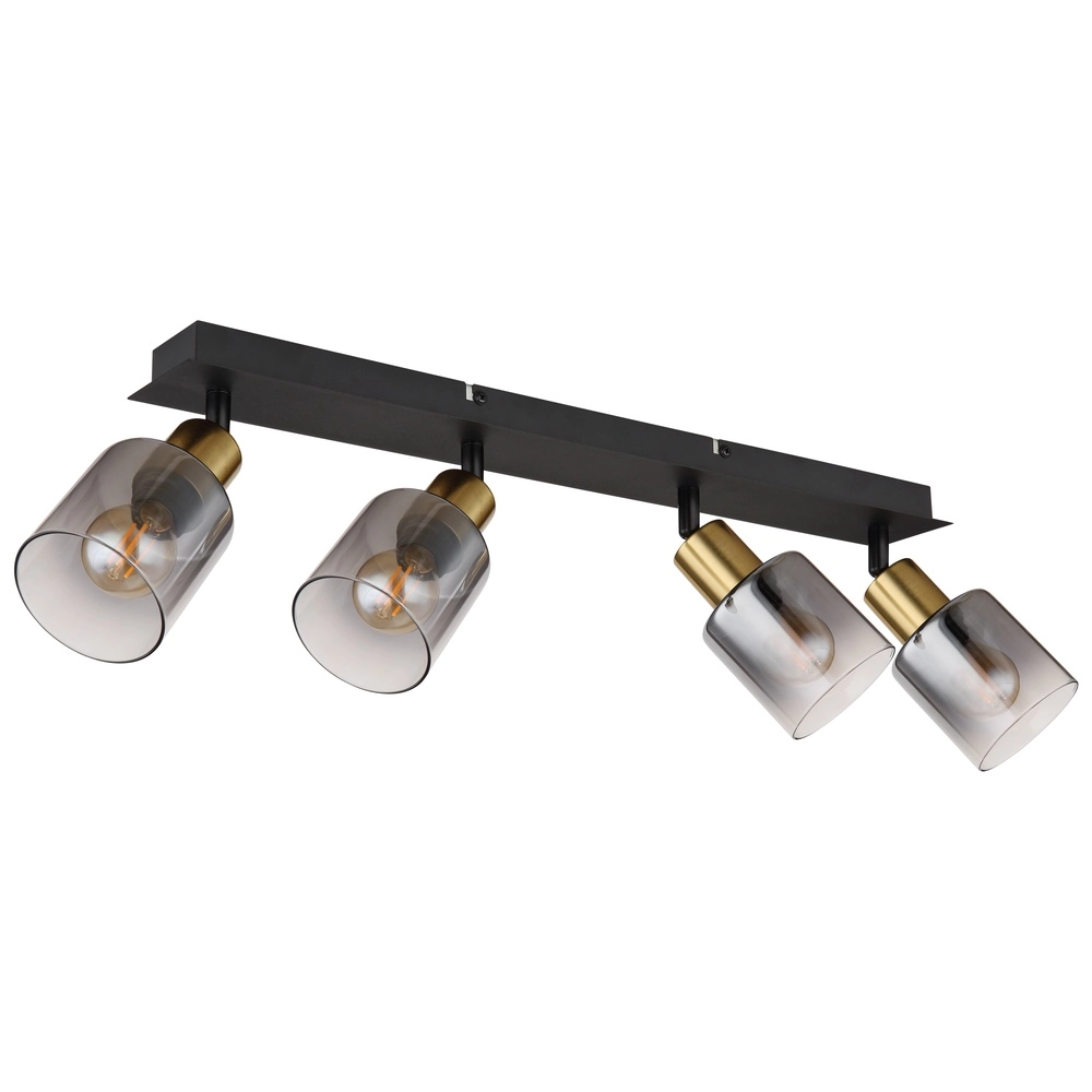 4-lichts plafondlamp Hollsy zwart met smoke glas Globo 9007371451852