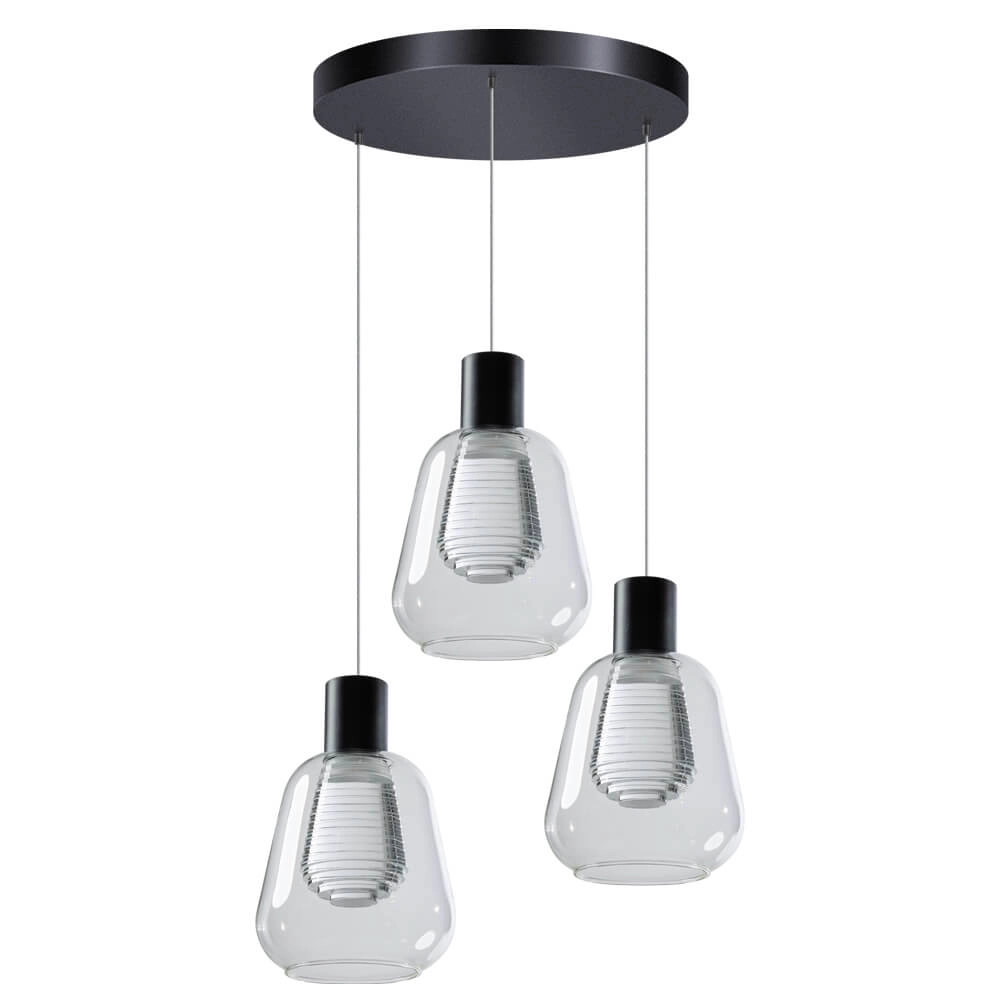 3-lichts hanglamp Gary glas