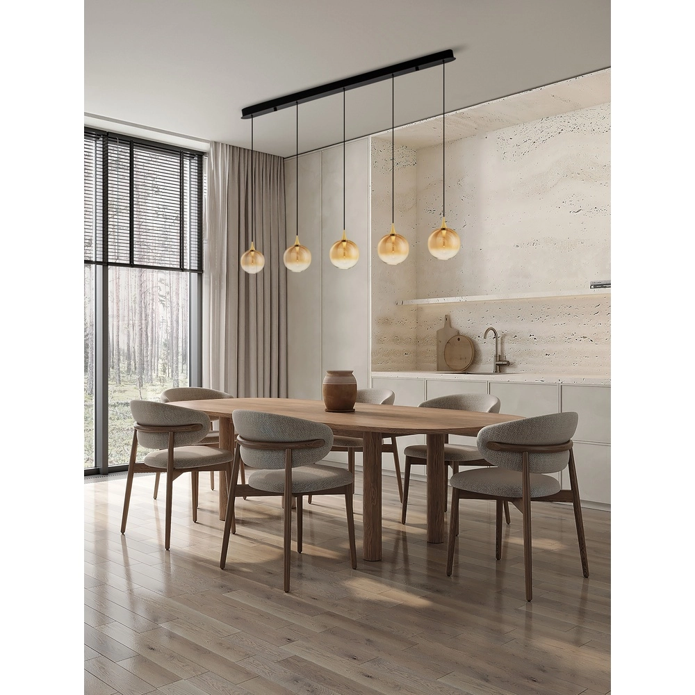 Hanglamp Orenda recht 5-lichts amber glas Lyora 5212017477675