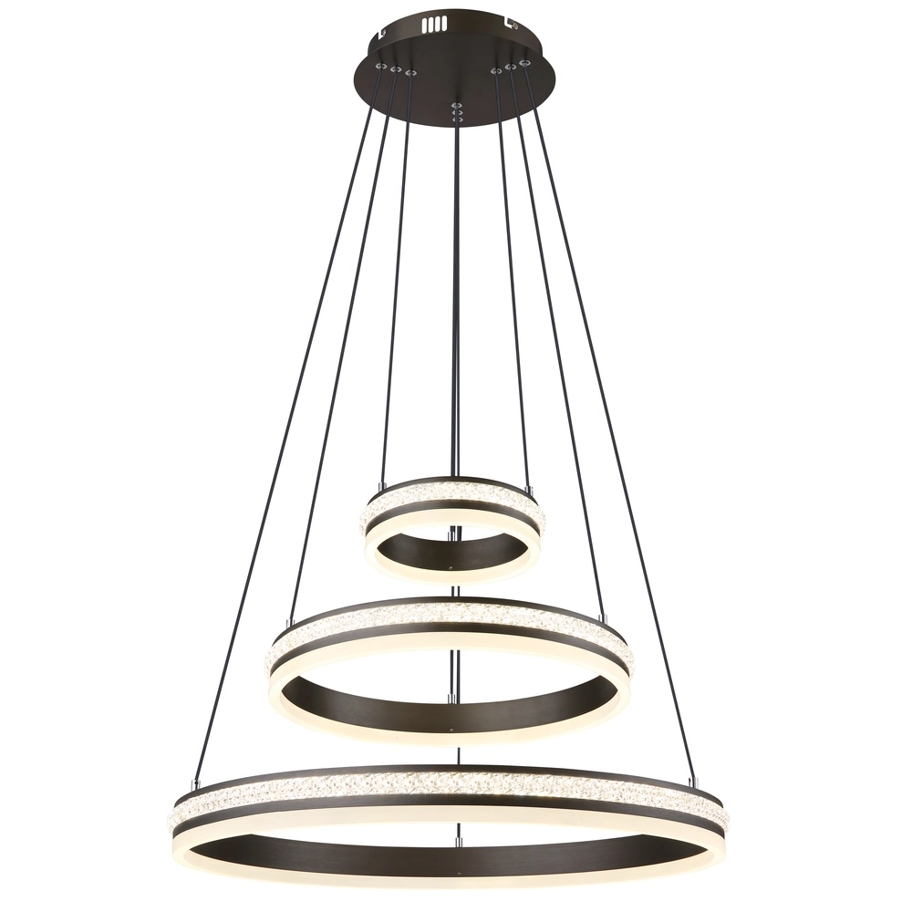 Design hanglamp Grouni 3 ringen titanium geborsteld Globo 9007371455003