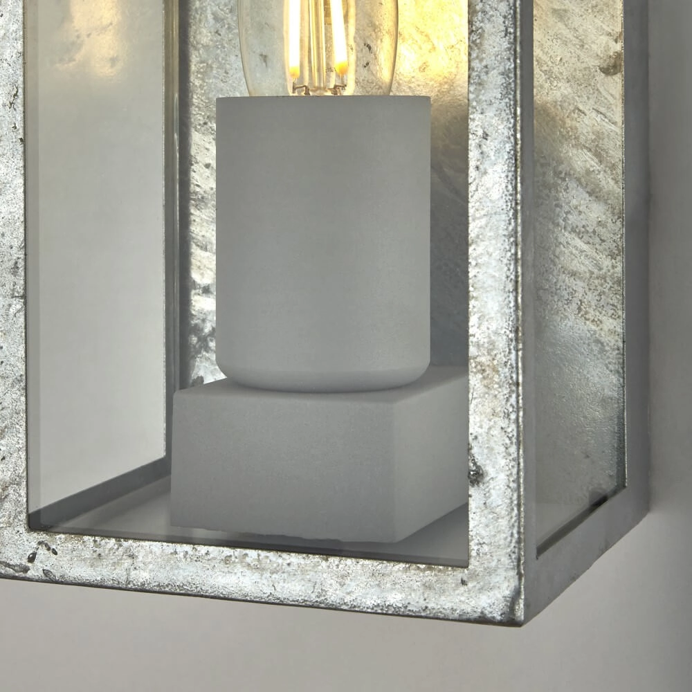 Antiek zilveren buitenlamp Box II Searchlight 5053423227795