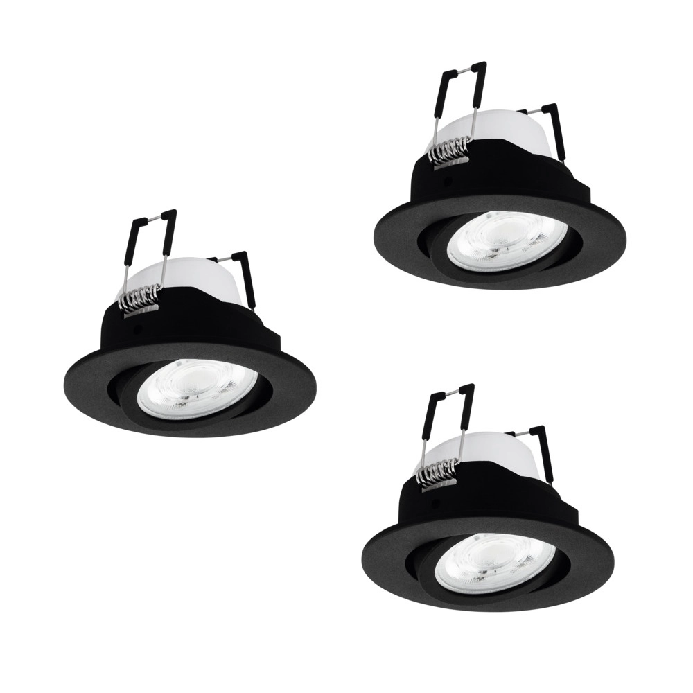 Set van 3 inbouwspots Saliceto-Z smart zwart